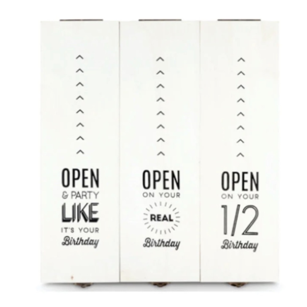 NEW Twine Living® | Marketplace™ 3 Bottle Wooden Birthday Wine Box